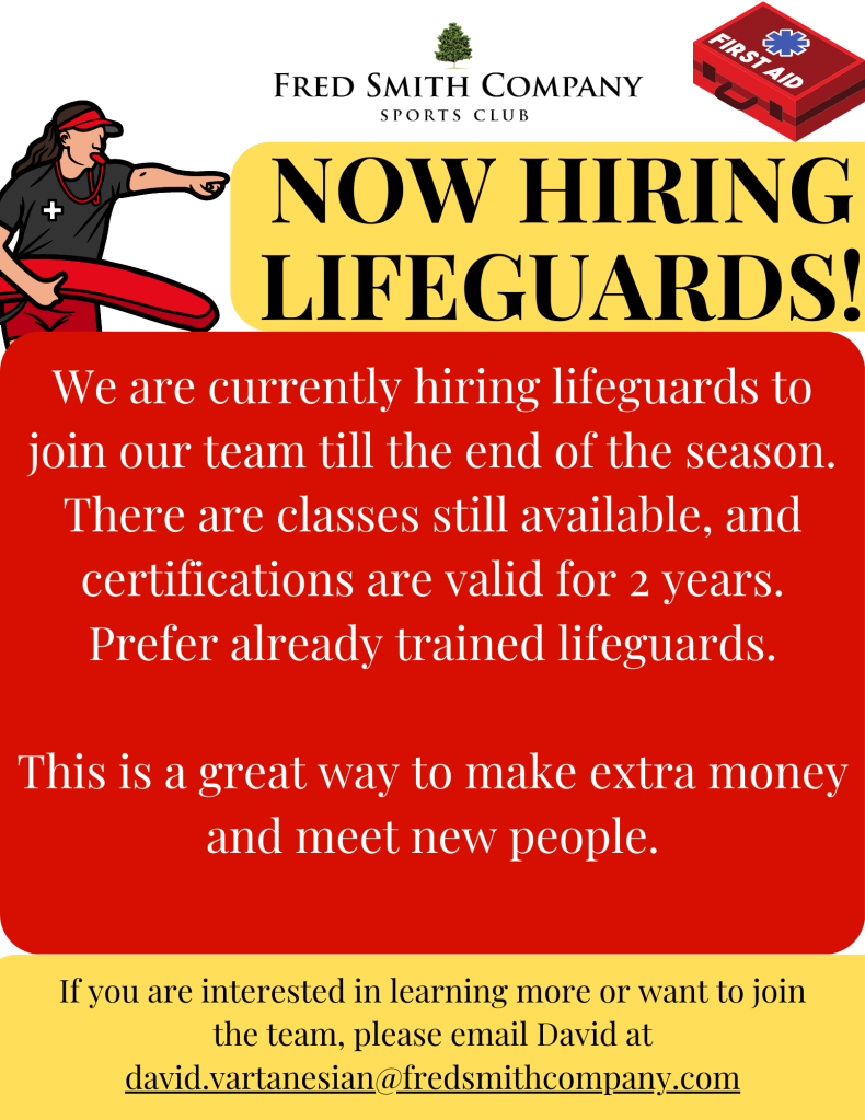 Now Hiring Lifeguards Fred Smith Company Sports Club lambton-college-mississauga
